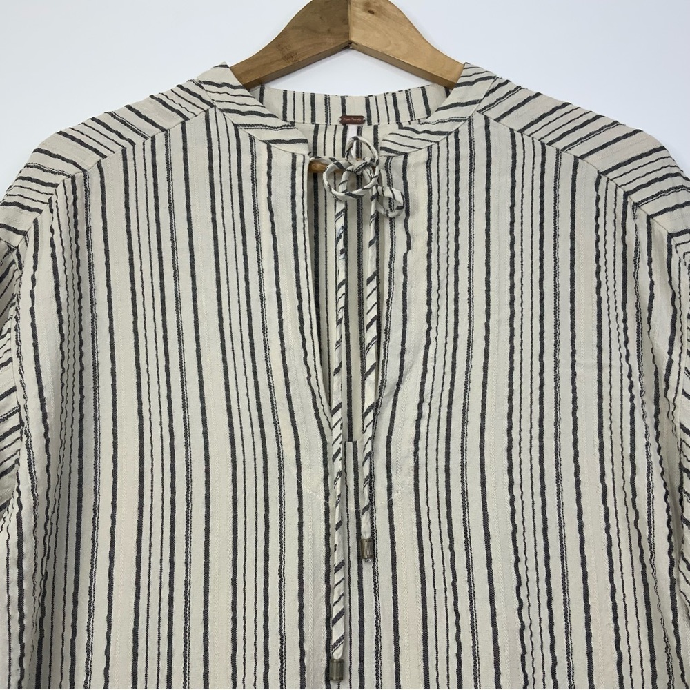 Free People Bishop Sleeve Tan/Black Striped Tunic Blouse. Women Size XS. - Picture 3 of 6
